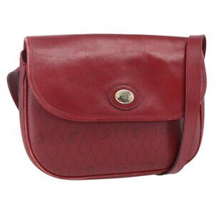 Authentic Christian Dior Honeycomb Canvas Shoulder Bag PVC Red Gold